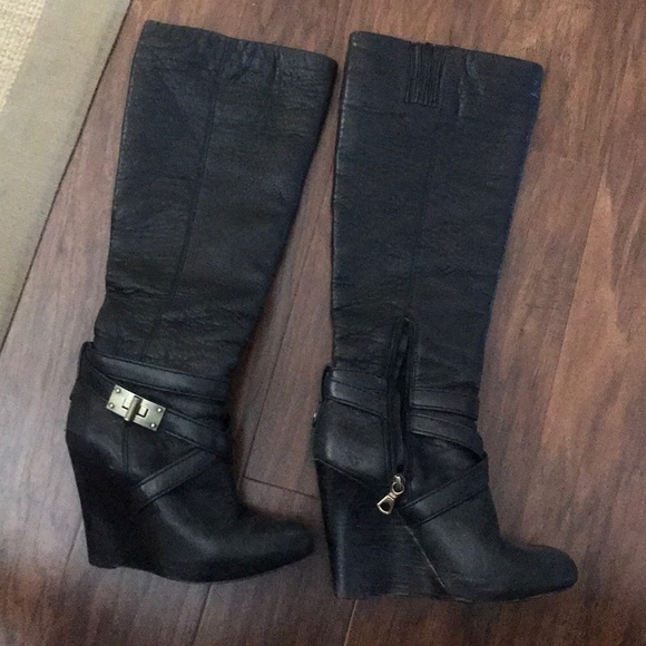 BCBG Tall Wedge Black Boots - Picture 3 of 3